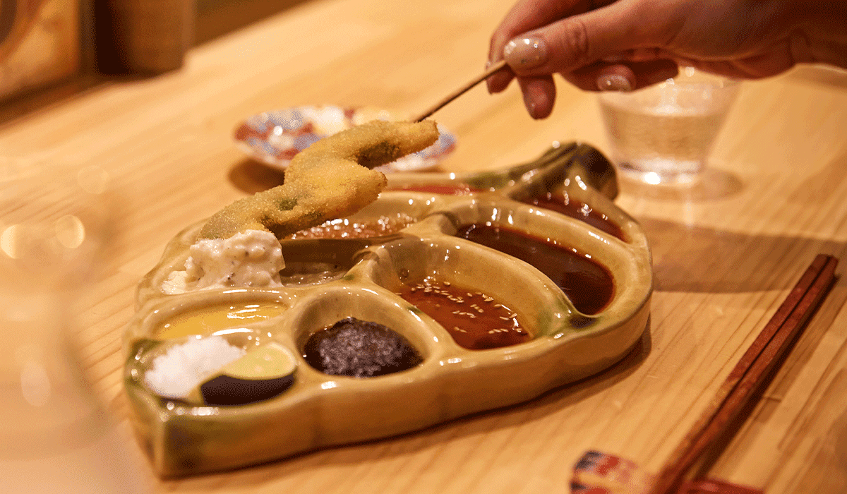 台東区、浅草の串揚げ専門店「串揚げ かたやま」夜ご飯にコース料理